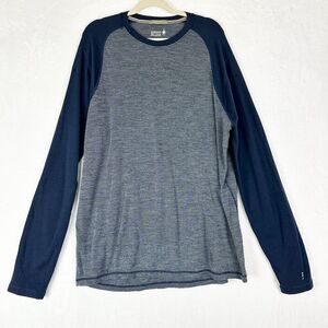 Smartwool Merino 250 Pattern Crew Base Layer Shirt Men's Size XXL Blue Outdoor